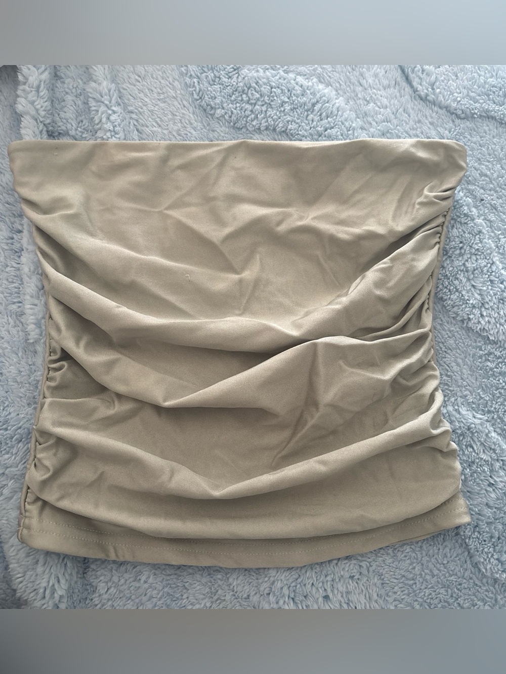 Neutral Ruched Tube Top - Light Taupe